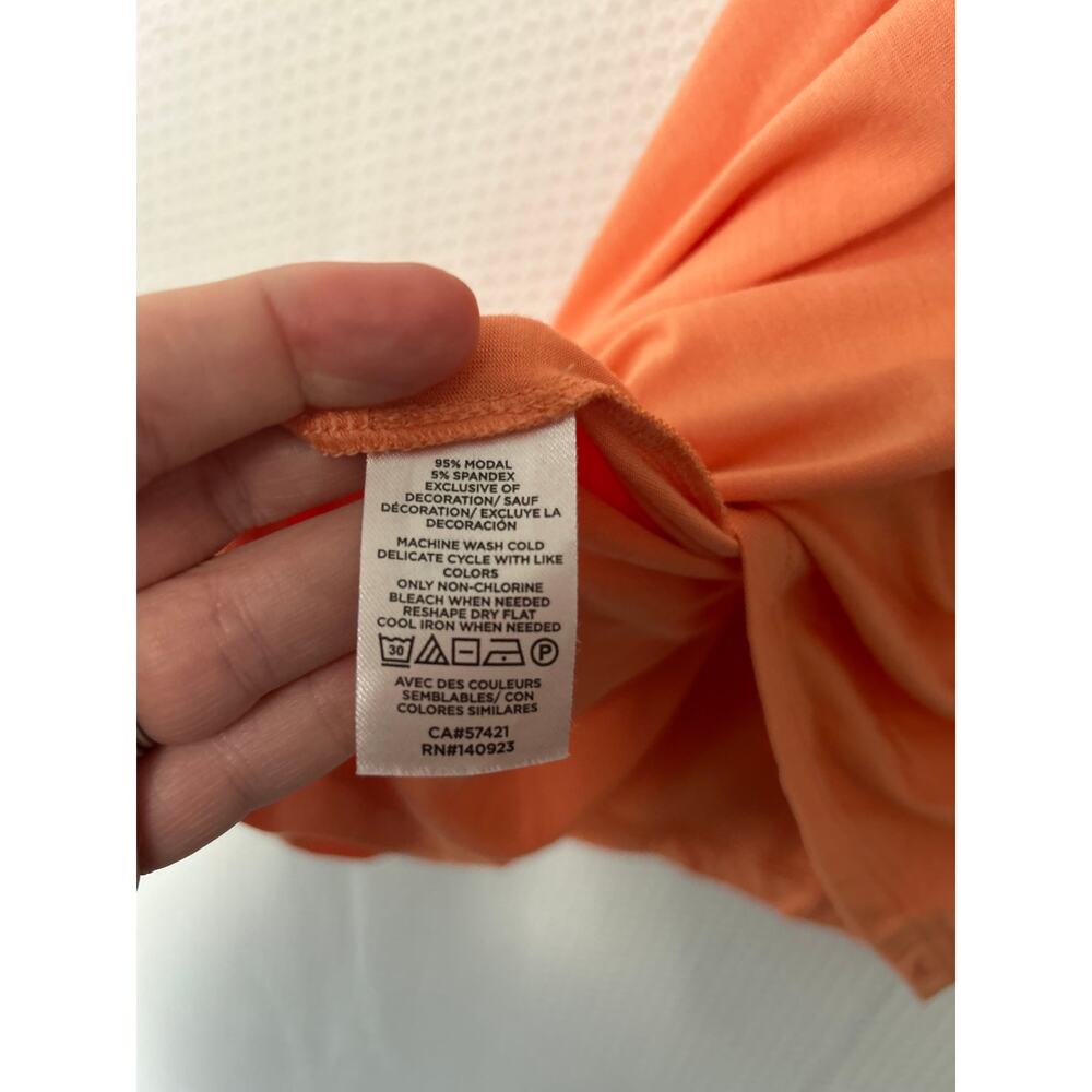 Ann Taylor Petite Orange Ruffle Short Sleeve V Neck Relaxed Fit Top‎ Size XLP - Picture 5 of 8